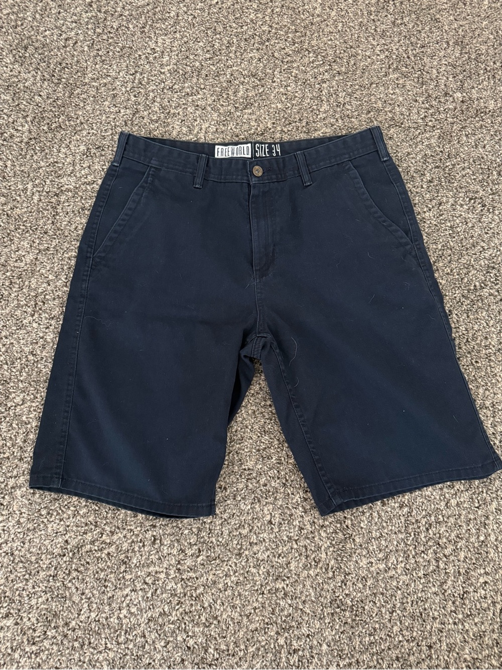 Free World Navy Flat-Front Men's Shorts - Size 34